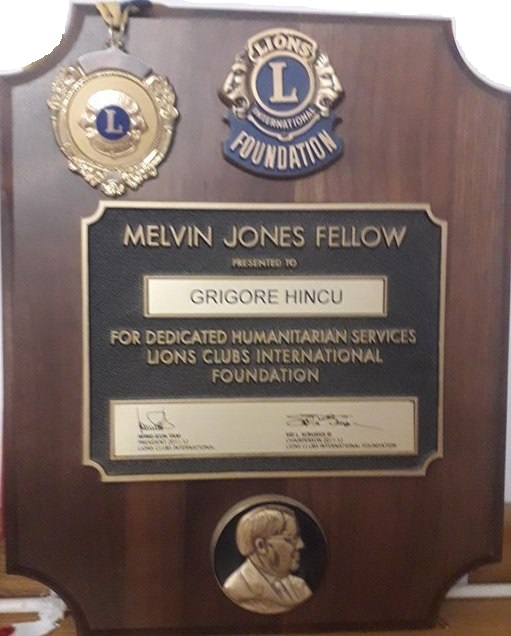 Melvin Jones Fellow award presented to Grigore Hincu, Lions Clubs International Foundation